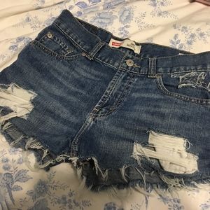 Levi's distressed denim shorts